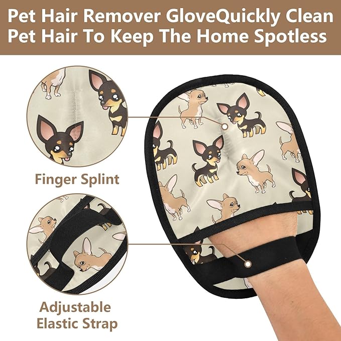 I·D Good Figure Pet Grooming Gloves Reusable Dog & Cat Hair Remover for Furniture, Car Interiors Multi-Surface Deshedding Tool for Carpets, Bedding & Home Cleaning