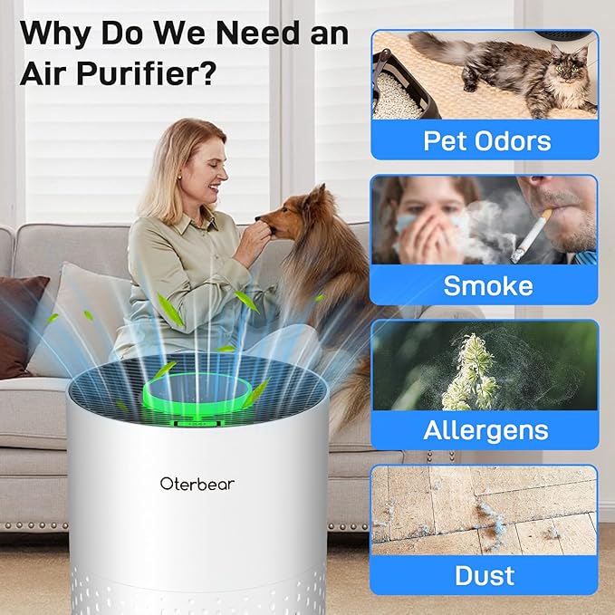 Air Purifiers for Home Bedroom Up to 1250 Ft² - H14 HEPA Air Purifier with Aroma & Sleep Mode - 24dB Small Room Air Purifier for Allergies, Smoke, Dust, Pollen, Pet Dander,4000B,White
