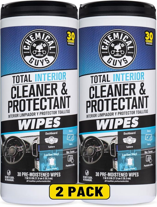 Chemical Guys Canister Wipes - Total Interior Cleaner & Protectant, Great for Cars, Trucks, SUVs, RVs, & More (60 Ct)