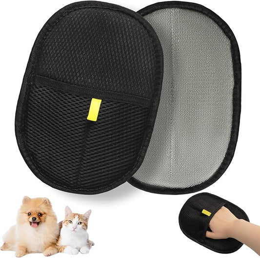 LLMSIX 2PCS Pet Hair Removal Glove for Cats Dogs Pet Hair Grooming Glove Reusable Pet Hair Removal Tool for Sofas Carpet Furniture Car Seat Bedding