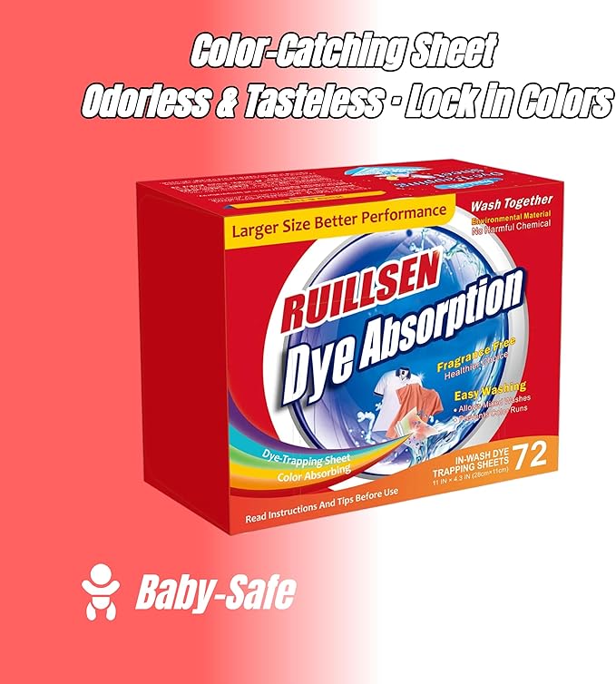 Laundry Dye Absorption 24 Count Sheets,Home Household Supply Dye Trapping Color Grabber Collector Keeper Stain Remover Sheets Combine Dye Absorption In Wash Machine for Homecoming Dress