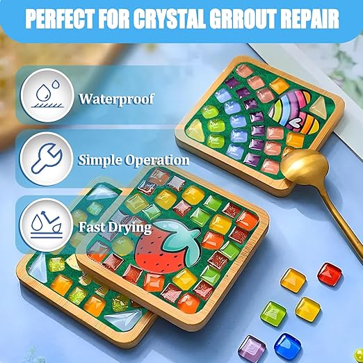 OOTDART Mosaic Crystal Grout, Mosaics Tile Tools, Mosaic Tile Accessories – Essential for Handmade Grouting and Perfect for DIY Craft Projects (Green, 8.8oz)