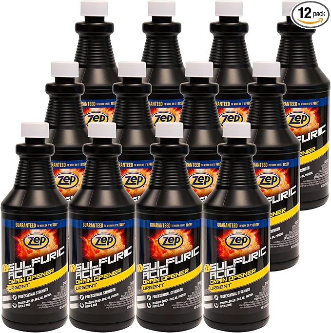 Zep Sulfuric Acid Drain Opener - 32 Ounce (Case of 12) ZUSADO32 - Professional Strength Drain Cleaner