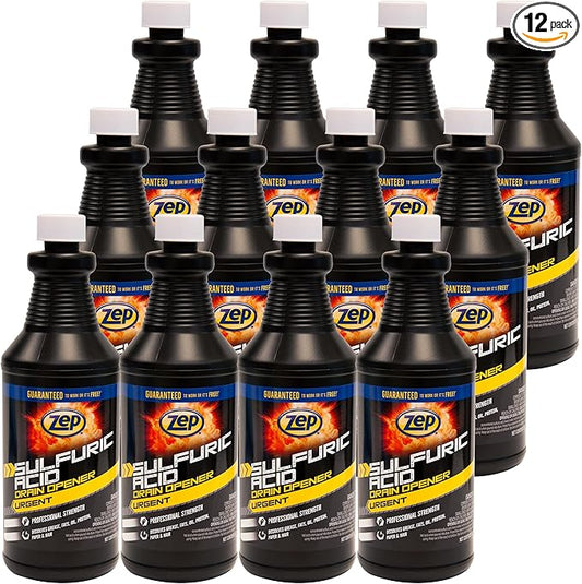 Zep Sulfuric Acid Drain Opener - 32 Ounce (Case of 12) ZUSADO32 - Professional Strength Drain Cleaner