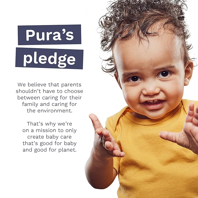 Pura Flushable Toddler Wipes 3 x 60 Wipes (180 Wipes), 100% Plastic Free, 99% Water, Hypoallergenic & Fragrance Free, Totally Chlorine Free, Kids Toilet Wipes, Potty Training