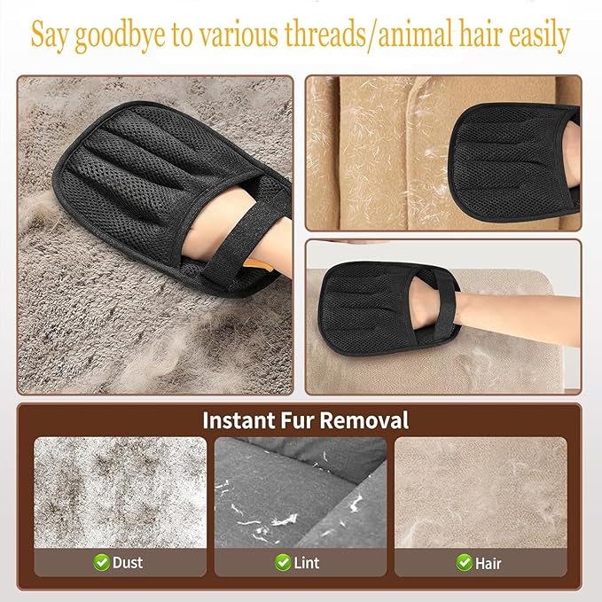 Mejreiik Pet Hair Removal Glove,Magic Brush Pet Hair,Five-Finger Electrostatic pet Hair Remover Glove,Laundry/Couch/Carpet/Car Seat for 2025 New Reusable Magic Brush Cat & Dog Remover Tool