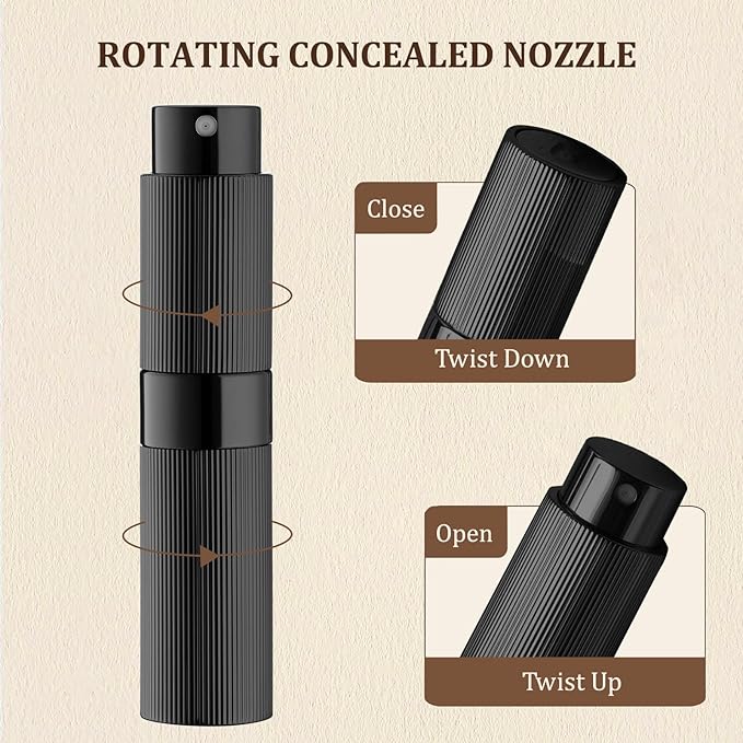 LISAPACK Perfume Travel Refillable Bottle - Atomizer Cologne Spray for Men Portable - Mini Sprayer Empty for Refill - Small Size 8ML Striped (Blue, Black, Gold)