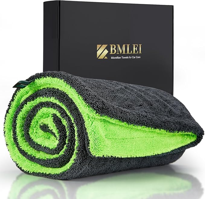 BMLEI 48”x24” Car Drying Towel for Full-Sized SUV, Dual Sided Car Cleaning Cloth with Twisting Yarn Technique, 1300GSM Super Absorbent Scratch-Free, Twisted-Loop Microfiber Towels for Cars, Trucks