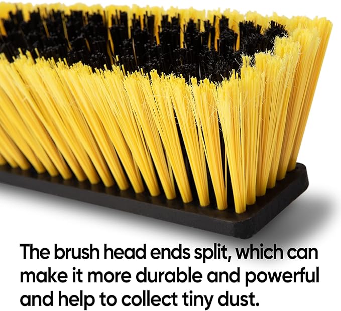 Yocada 24 inch Push Broom Brush Stiff Bristles Heavy-Duty Outdoor Commercial for Cleaning Bathroom Kitchen Patio Garage Deck Concrete Wood Stone Tile Floor 65.3inch Long Handle 2PCS