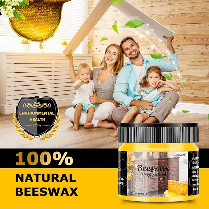 CARGEN Beeswax Furniture Polish, Wood Seasoning Beeswax for Furniture Wood Wax for Dining Table Floor Doors Chairs Cabinets to Protect and Care 5pcs Beeswax Polish and 3pcs Sponges