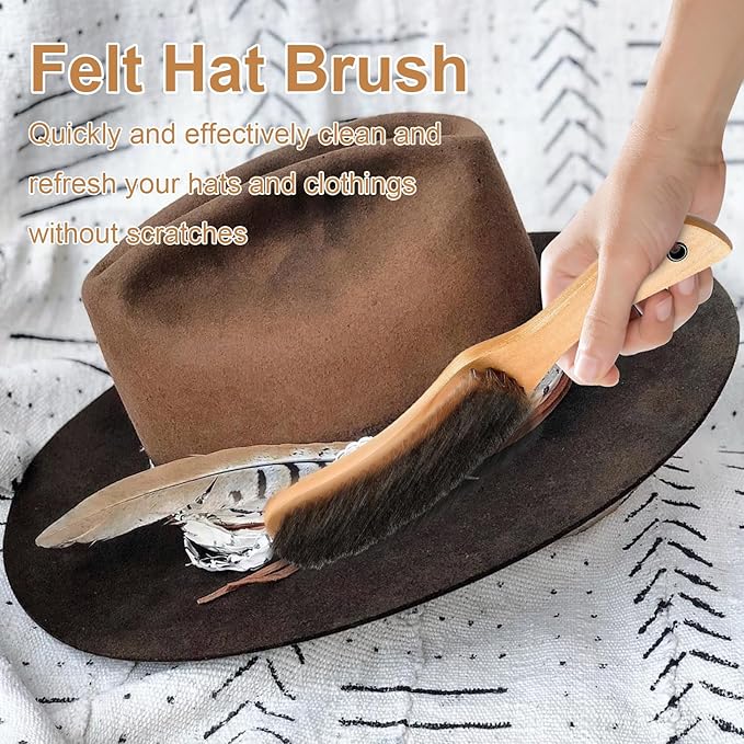 Shoes Brush Clothes Hat Brush lint Remover,Large Black Walnut Wood Handle,Boar Bristle Lint Brush for Suits, Cashmere, Wool, Velvet, Suede and Pet Hair,Easily Removes Lint Dust, Fuzz 2PCS