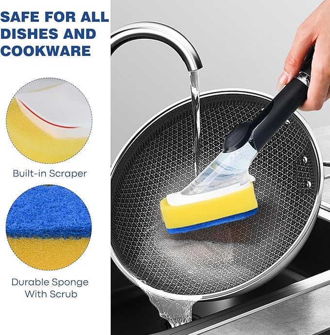 Sponge Brush Refills for OXO Dish Brush, 8 Pack Soap Dispensing Dish Refills, Scrub Replacement Head for Scrubber, Sponge Replacement Head Fits Soap Dispensing Handle