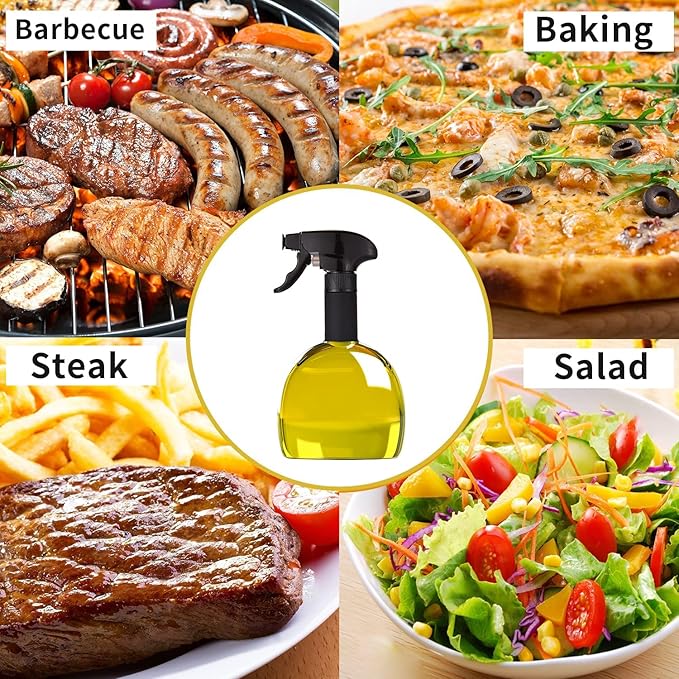 Oil Sprayer for Cooking, 9.5oz Oil Dispenser, Non-Aerosol for Olive Oils, Reusable Oil Vinegar Spritzer Sprayer for Air Fryer, Kitchen, Salad, Baking, BBQ, Frying(Gray)