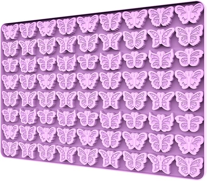 Butterfly Molds Silicone for Chocolate Candy Gummy, Small Wax Melt Molds Butterfly Baking Molds Ice Cube Tray with Scraper