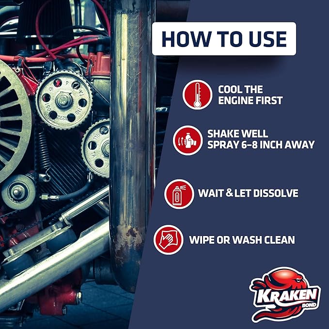 KRAKEN BOND Engine Cleaner Spray - (2x12.3 fl. Oz) Engine Degreaser for Engine Bay, Gunk, and Motor | 2 Pack