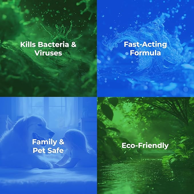 Starter pack Safe & Effective Disinfectant Kills Deadly Germs including RSV COVID-19 Norovirus MRSA Staph flu Contains no toxic chemicals odorless (1 32 & 2 4oz sprays 3 XL MFC’s)