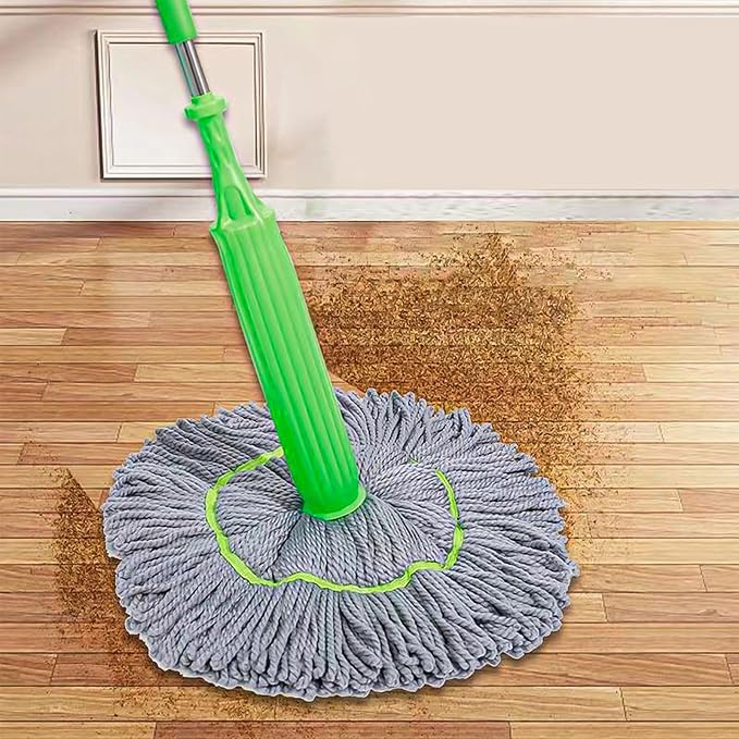 Generic 2 in 1 Dehydrated Mop, Self Wringing, Microfiber Head, Floor, Tile, Vinyl, Green, 1PCS