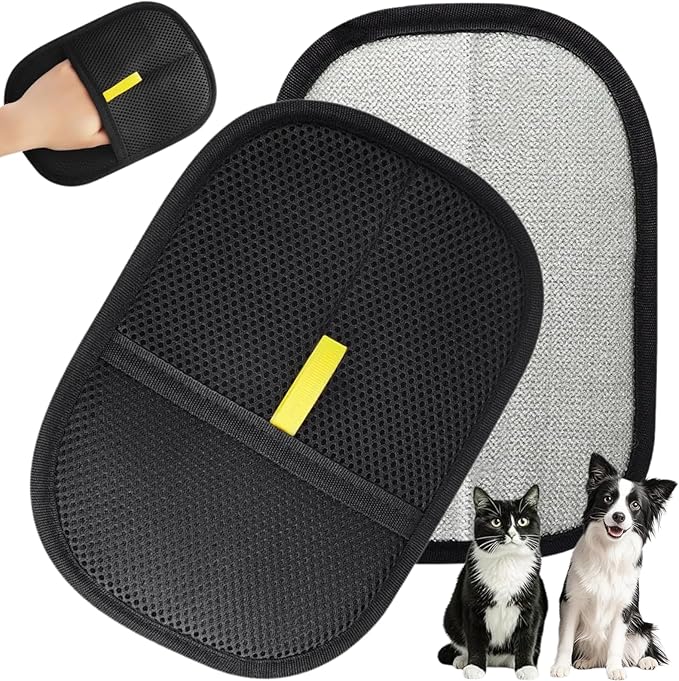2PCs Upgraded Pet Hair Removal Gloves for Cats & Dogs, Five-Finger Electrostatic Reusable Magic Brush for Effortless Pet Hair Remover Tool on Carpet, Clothing, Laundry, Couch, Car Seat