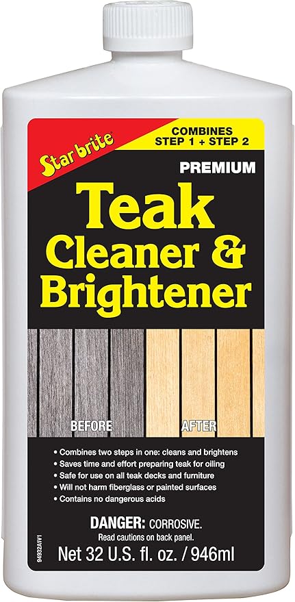 STAR BRITE Teak Cleaner & Brightener, Restore Weathered Wood, 32oz (094932)