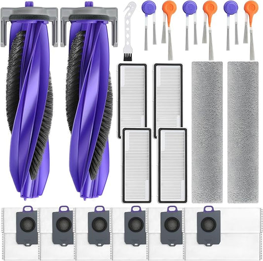 Bluevisk 21 Pack Replacement Accessories Parts for Narwal Flow Replacement Parts Compatible with Narwal Flow Robotic Vacuum Parts with 2 Roller Brush,2 Mops,4 HEAP,6 Dust Bags,6 Side Brushes,1 Brush