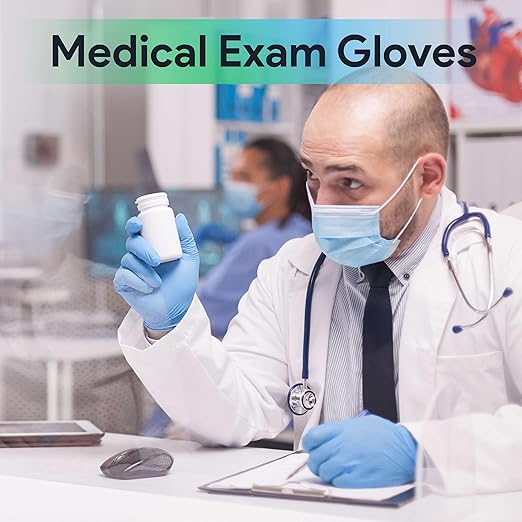 Medical Exam Blue Nitrile Gloves X Large 1000 Count - 3 Mil Powder and Latex Free Disposable Gloves - Case of 10 Boxes of 100