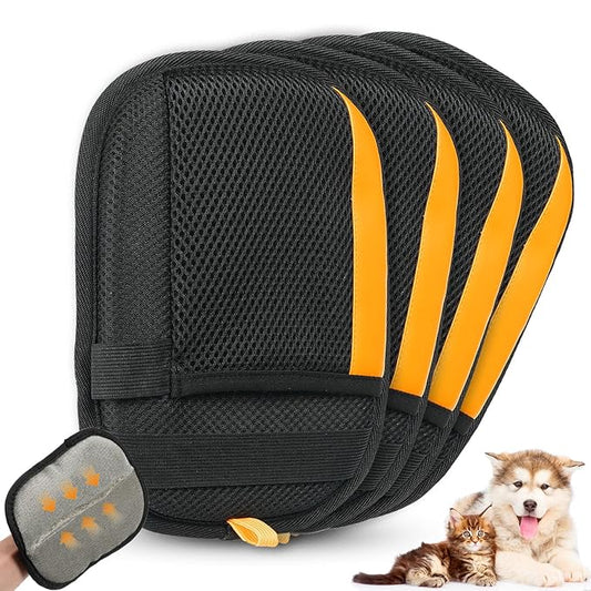 Boqibyon 4 Pack Electrostatic Pet Hair Removal Gloves,Upgrade Magic Brush Pet Hair Remover Tool, Washable Reusable Cats and Dogs Grooming Gloves for Laundry, Couch, Car Seat, Furniture