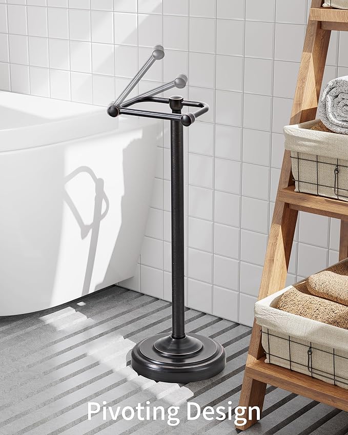 WZKALY Toilet Paper Holder Stand, Oil Rubbed Bronze Toilet Paper Holder Free Standing, Post Pivoting Design & Stable Weighted Base SUS304 Stainless Steel for Bathroom（Mega Roll）