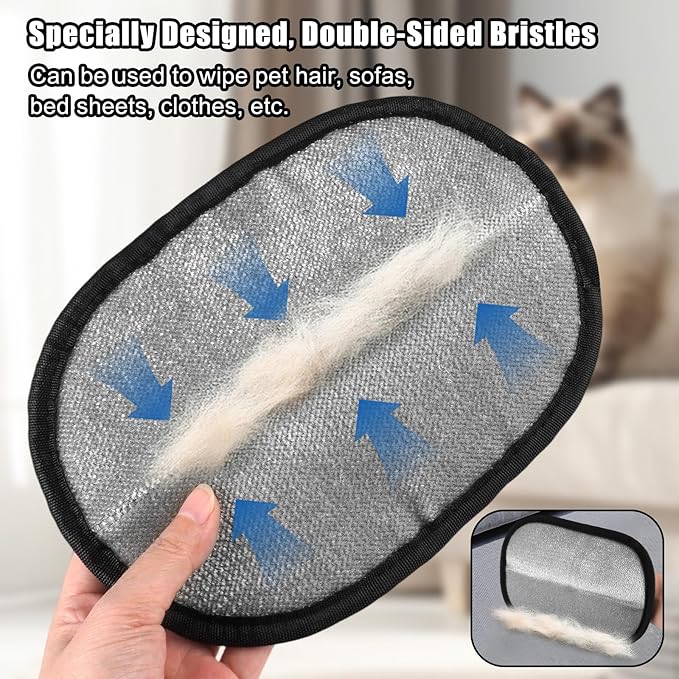 Vindobil Pet Hair Removal Gloves for Cats and Dogs, Reusable Electrostatic Grooming Glove for Pet Hair Remover on Furniture, Carpet Clothing 2 Pcs