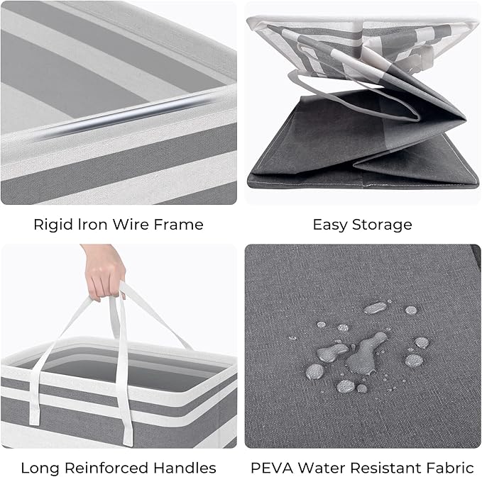 HomeHacks 1-Pack Large Laundry Basket,Waterproof, Freestanding Laundry Hamper, Collapsible Tall Clothes Hamper with Extended Handles for Clothes Toys in The Dorm and Family-(Gradient Grey, 75L)