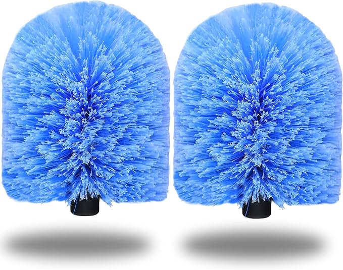 2 Pack Twist-On Cobweb Duster Head, Fits Standard 3/4 inch Threaded Poles, Spider Web Duster Brush for Outdoor & Indoor Cleaning (Blue)