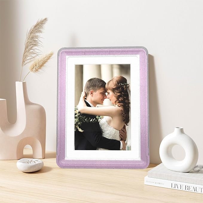 6-Pack 5x7 Picture Frame or 4x6 with Mat – Shatterproof Plastic Photo Frame for Family, Nursery & Playroom, Wall & Tabletop Picture Frames for Home or Office, Safe Lightweight Design, in Crystal Green