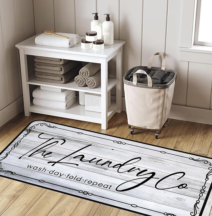 Laundry Room Rug Runner 24"X72" Non Slip Farmhouse Mats Organization and Washable Floor Long Rugs for Laundry Room Accessories Mudroom Kitchen Bathroom Area Rugs Decor
