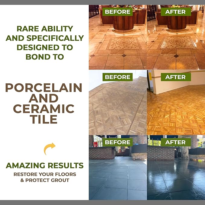CoverTec GlazeGuard Gloss Floor, Wall Sealer for Ceramic, Porcelain, Stone Tile Surfaces Pro Grade (2 Part Kit A+B = 1 Qrt)