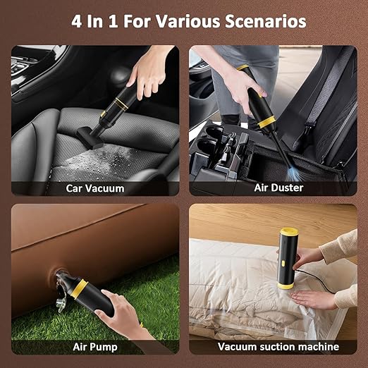 Car Vacuum Portable, CROS 4-in-1 Cordless Vacuum Cleaner with 25000 Pa Max,3 Suction Modes,Handheld Vacuum for Car, Office Desk, Keyboards,Sofa