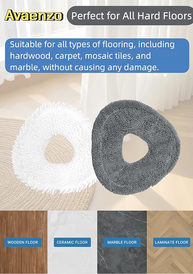 Avaenzo 8 Pack Replacement Mop Pads Compatible with Narwal Freo X Z Ultra Z10 Freo Pro J3 J4 YJCC012 YJCC015 Microfiber Resuable Mop Cloth Robot Vacuum Cleaner Accessories, White and Grey