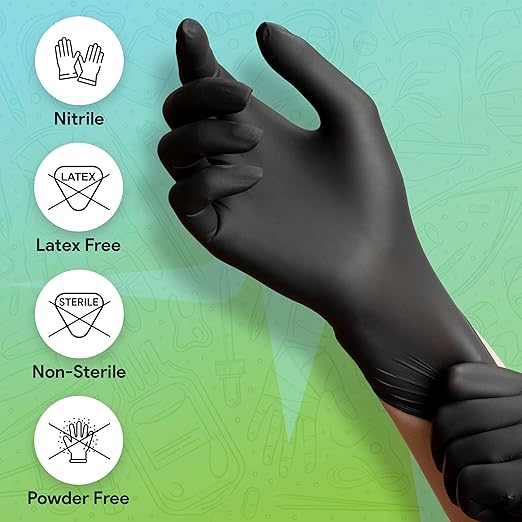 Black X Large Nitrile Gloves Case of 1000 - Medical Grade - Latex-Free, Powder-Free - Disposable Nitrile Gloves - Medical Exam, Lab, and Industrial Use