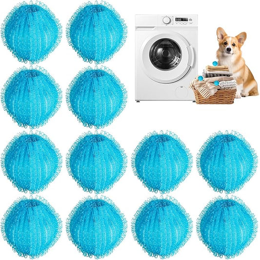 Pet Hair Remover for Laundry 12PCS Reusable Dog Hair Catcher Efficient for Clothes Bedding Washer Dryer Safe No Fabric Damage