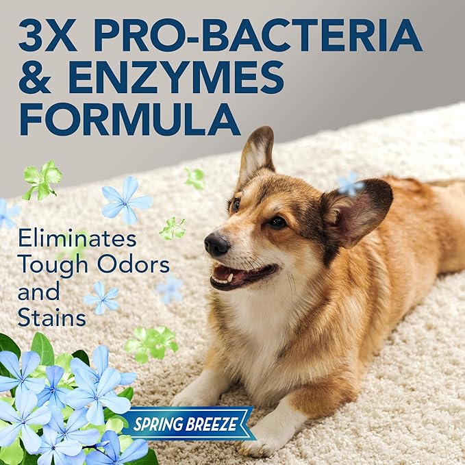 Simple Solution Stain & Odor Eliminator for Pets, Carpet Deodorizer, Enzyme Pet Odor Eliminator for Home, Stain Remover for Cat & Dog Pee, Urine Destroyer, Carpet Cleaner Spray, Spring Breeze, Gallon