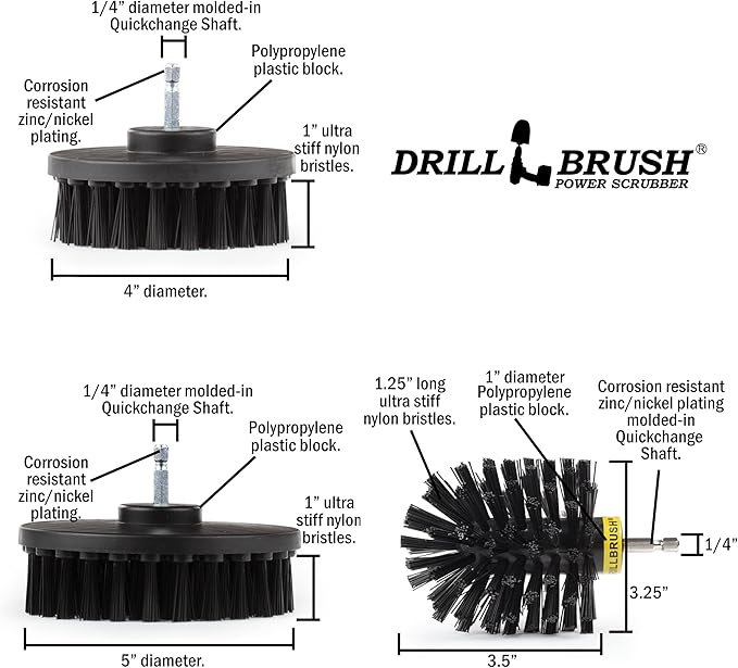Ultimate Electric Spin Scrubber Drill Cleaning Kit with Extension - Cordless Drill Cleaning Brush Set, Power Scrubber, and Cleaning Supplies for Household and BBQ Tools - Grill Brush Scrubbing Brush