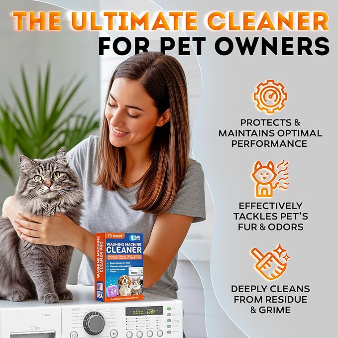 2026 NEW - PRO Washing Machine Cleaner Tablets for Pet Owners – Eliminates Pet Odors, Hair, Residue & Hard Water Buildup - Septic Safe Deep Clean for Front & Top Load Washers - 28 Pack for a 1 Year