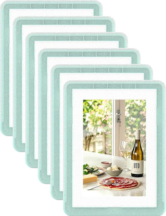 6-Pack 5x7 Picture Frame or 4x6 with Mat – Shatterproof Plastic Photo Frame for Family, Nursery & Playroom, Wall & Tabletop Picture Frames for Home or Office, Safe Lightweight Design, in Crystal Green
