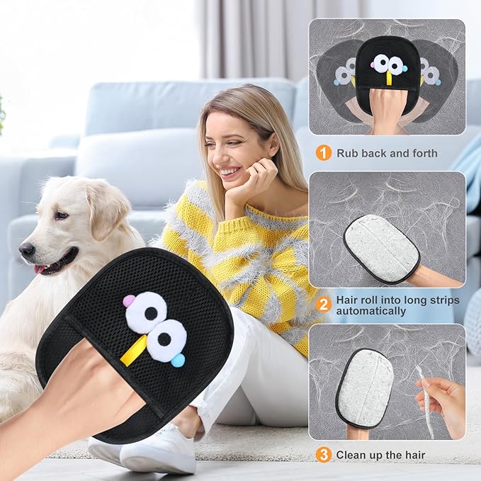 ZQJKLE Pet Hair Removal Glove for Cats & Dogs 2PCS, Reusable and Washable Pet Hair Remover Tool for Clothing, Couch, Carpet, Car Seat