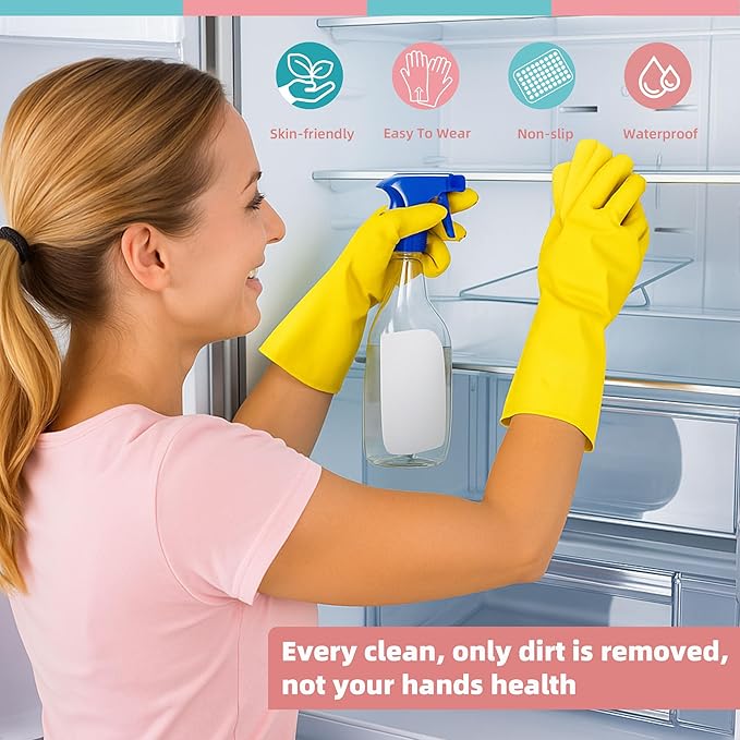 Rubber Cleaning Gloves for Dishwashing-5 Pairs Colorful Reusable Household Cleaning Glove for Washing Dishes and Kitchen Cleaning Non-Slip Grip Dish Gloves for Women Men (Small)