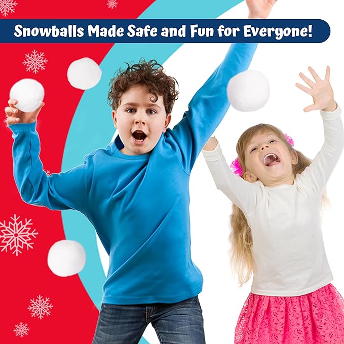 Giraffe 50 Pack Jumbo Fun Fake Snowball for Kids 2.5 Inches - Artificial Snowballs Bulk for Indoor and Outdoor - Snow Ball for Decorations, Winter Toy Games Fights - Fun Christmas Party Activities