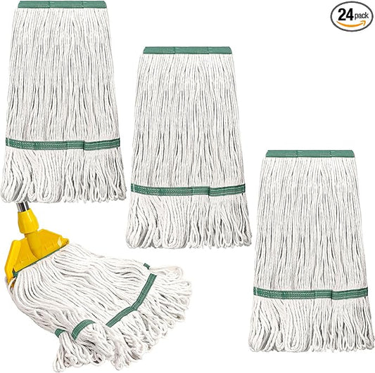Eccliy 24 Pack Heavy Loop End Cotton String Mop Head Heavy Duty Mop Head Commercial Refills Replacement Bulk for Home Industrial Commercial Floor Cleaning