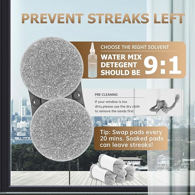 CHOVERY CL3 Window Cleaner Robot with Dual Water Spray Automatic Window Cleaning Washer Robot with Remote Control 3000Pa Suction Glass Cleaning Cleaner for Vertical Surface/Glass/Door