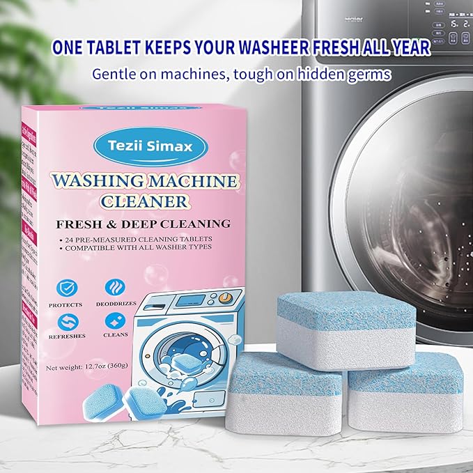 Home Stain Remover Gel & 48-Pack Washing Machine Cleaner Tablets Bundle | Complete Laundry Care Kit | Remove Stubborn Stains & Deep Clean Machine, Seals, Tub | No-Slip Gel, Septic Safe Pods, Fresh Sce