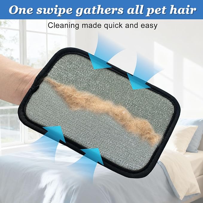 Deisunpet 2 Pcs Newly Upgraded Electrostatic Pet Hair Removal Glove,Magic Brush Pet Hair Remover for Cats & Dogs,Reusable Pet Hair Remover Gloves for Couch Carpet Car Seat Laundry