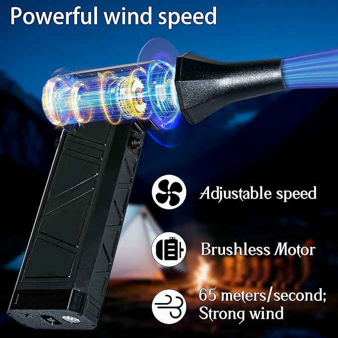 METACHOICE 140000 RPM Compressed Air Duster and Vacuum 2-in-1, Electric Duster with LED Light, Stepless Speed, 8000mAh 21700 Battery, Keyboard Cleaner for PC Removal Outdoor Barbecue (Black)