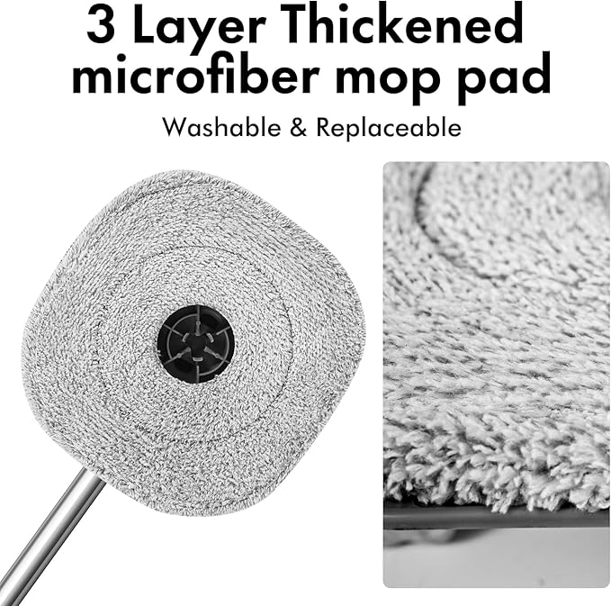 Spin Mop and Bucket with Separate Dirty and Clean Water,360° Spin Mop and Bucket System with Widening Foldable Handle,4 Replaceable Mop Pads,Square Mop for Floor Hardwood Marble Wall Cleaning